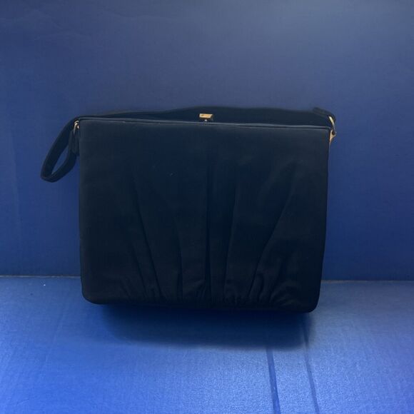 Vintage Black Satin Evening Bag Purse L&M Spot-Lite Exclusive USA W/ Coin Purse - Picture 3 of 15